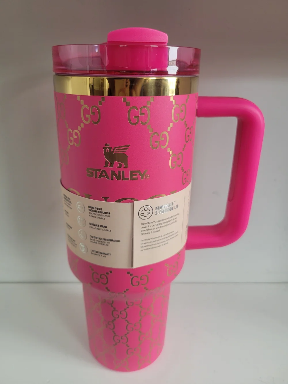 Stanley Pink Tumbler with Gold GG Accent - Picture 2 of 2